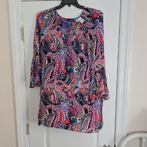 Vibrant Paisley Long Sleeve Beach Coverup